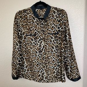 Leopard Long Sleeve Button Up Blouse